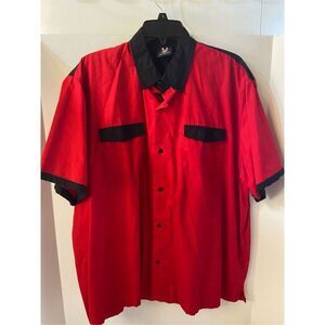 Hilton retro shirt red black Xl button down‎ bowling Cosplay
